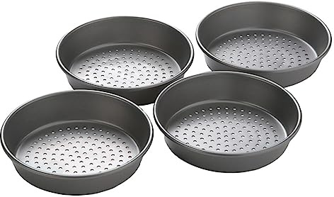 Chicago Metallic Professional Perforated Mini-Deep Dish Pizza Pan Set, 7-Inch, 4-Count