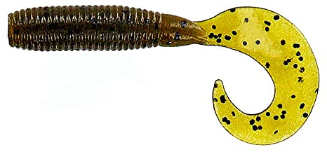 Yamamoto Gary 4 Fishing Single Tail Grub - Swimming Soft Plastic Bass Lure Baits - 20 Pack, Green Pumpkin with Large Black