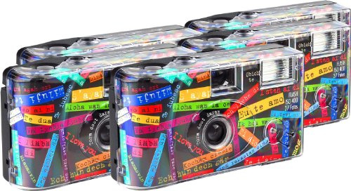 TopShot I mog di schwarz Einwegkamera / Hochzeitskamera (27 Fotos, Blitz, 5-er Pack)