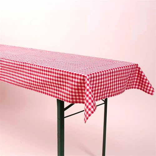Biertisch Tischdecke kariert Rot Weiß Baumwolle 80x250 cm – rot Karierte Tischdecke Biertisch Baumwolle, gewebtes Karomuster 1x1 cm