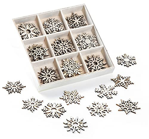 Logbuch-Verlag 45 kleine Schneeflocken Sterne zum Streuen natur braun aus Holz - Deko Weihnachten Mini Tischdeko Bastelzubehör