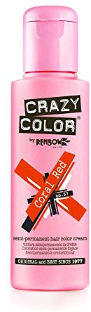 Crazy Color Semi-Permanent Colour Hair Dye 100ml (Coral Red)