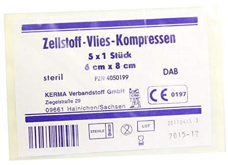 Polpa Compresse in tessuto non tessuto 6 x 8 cm sterili 5 ST Compresse