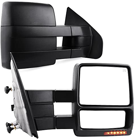 YITAMOTOR Towing Mirrors Compatible with 2007-2014 Ford F150 Series Pickup Power Heated with LED Signal and Puddle Light Tow Mirrors Pair set