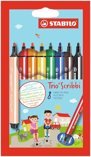 STABILO - Gefederter Dreikant-Filzstift - Trio Scribbi - 8er Pack
