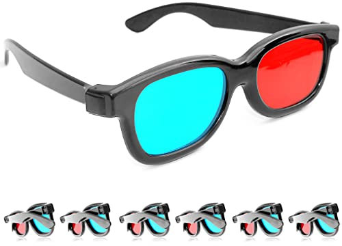 Lunettes 3D anaglyphes (rouge et bleu cyan), lunettes 3D pour télé ou ordinateur, de la marque Ganzoo – lot de 6 paires