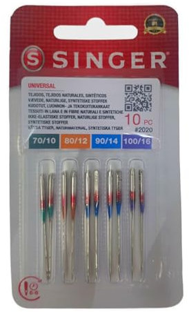 10 Singer Nähmaschinennadeln Nr. 2020 ** 130/705H Stärke 70/09 bis 100/16 für Webware/Stück 0,43