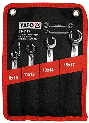 Yato Ringmaulschlüssel Set 4tlg. halboffen, 8-17mm Maul-Ring-Schlüssel inkl. Tasche
