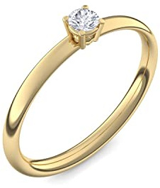Gold Ring Verlobungsringe (Silber 925 hochwertig vergoldet) von AMOONIC | mit Zirkonia Stein Luxusetui Goldring Gelbgold Ring Zirkonia wie Diamant Geschenk Verlobung AM161VGGGZIFA