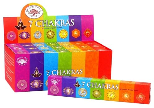 Green Tree - Caja de Incienso Masala Natural de 7 Chakras, Caja de 12 Paquetes