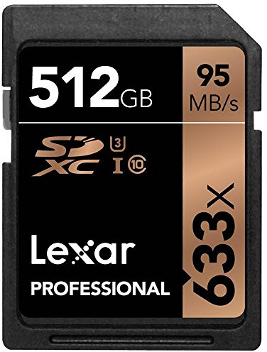 Lexar Professional 633x SD Card 512GB, SDXC UHS-I Card, Up To 95MB/s Read, for Mid-Range DSLR, HD Camcorder, 3D Cameras (LSD512CBEU633)