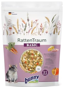 Bunny RattenTraum Basic | 500 g | Alleinfuttermittel für Ratten | Ohne Zucker, Zusatzstoffe, Geschmacksverstärker oder Farbstoffe | Mit Käse & Hühnerfleisch