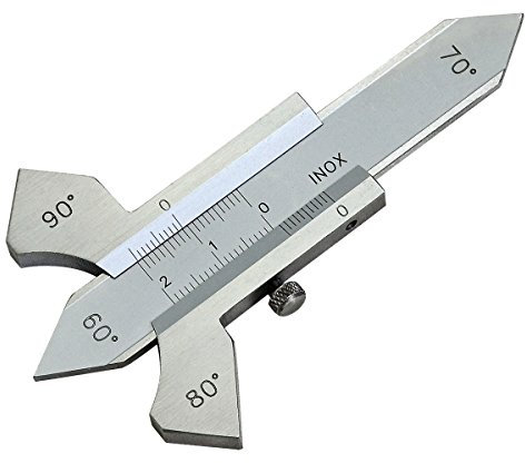 RIVERWELD Welding Gauge 4 Angle Display on Body: 60°, 70°, 80°, 90° Reading Inch, Metric, Inch Fractional Checks Weld Height Fillet Thickness Bevel Angle Welder Test Ulnar