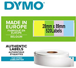 DYMO Original LabelWriter Adressetiketten | 28 mm x 89 mm | Farbetiketten in gelb/pink/blau/grün | 4 Rollen mit je 130 Etiketten (520 Etiketten) | selbstklebend | für LabelWriter Etikettendrucker