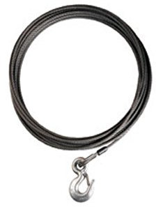 WARN Accessoire de treuil 77534 : câble métallique en acier avec crochet, 1,27 cm de diamètre x 20,3 m de longueur, capacité de 13,3 tonnes (12,1 kg)