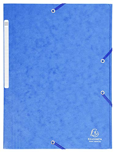 Exacompta 17105H 25er Pack Einschlagmappe aus extra starkem Colorspan-Karton für DIN A4 mit 3 Klappen und 2 Gummizügen blau
