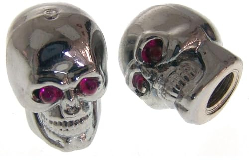 Ventilkappen Skull Totenkopf chrom, Ventilkappen Set, 2 Stück, Schädel-Form