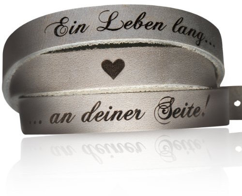 schenkYOU Premium Wickelarmband aus Echtleder vorgraviert in Taupe/Grau - personalisierte Geschenkidee für Muttertag - Gravur „Ein Leben lang an deiner Seite„