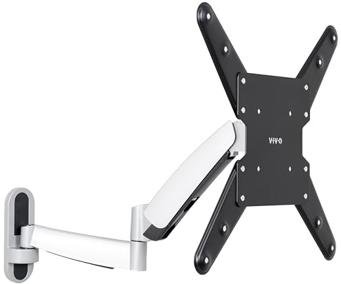 VIVO Counterbalance 26 to 55 inch TV Wall Mount, Height Adjustable Fully Articulating Pneumatic Spring Arm, Max 400x400mm VESA, Silver, MOUNT-VW04G