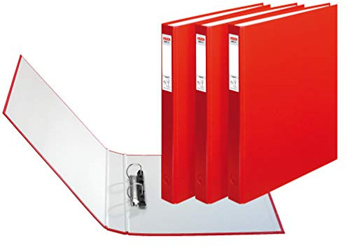 Herlitz 1913821 Ringbuch A4 PP 2-Bügel, 24 mm, 3er Pack, Farbe schwarz (3er Pack, rot)
