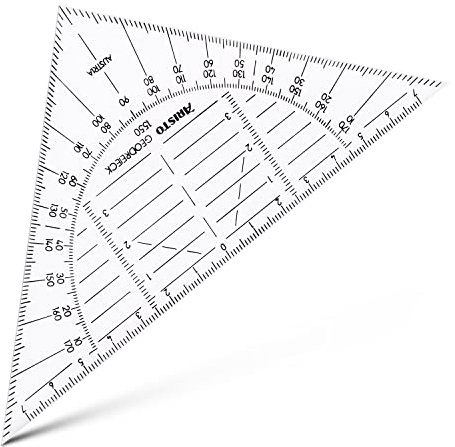 Aristo AR1550 Geodreieck bruchsicher (Hypotenuse 16 cm, abriebfeste Tiefenprägung, biegsamer 0,75mm Vivak PET-G Kunststoff, Made in Austria) transparent