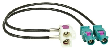 tomzz Audio 1557-002 Doppel Fakra Antennenadapter 2 x Fakra (M) Stecker auf Doppelfakra (F) Buchse kompatibel mit Audi VW MFD2 RNS2 RNS510