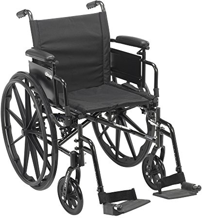 Drive Medical Cruiser X4 Lightweight Transport Wheelchair with Detachable Desk Arms and Swing-Away Footrests, Silver Vein