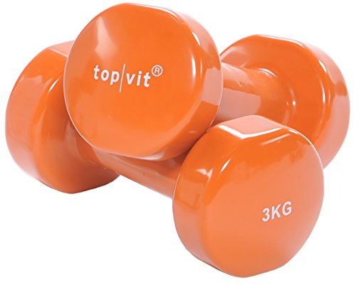 top | vit® Hanteln I Kurzhantel aus Guss mit Vinyl-Überzug I Hantelset aus zwei Kurzhanteln I für Männer, Frauen und Senioren I in 7 Gewichten verfügbar