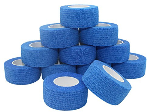 COMOmed Tissus non tissés pansement bandage pansements adhésifs Bandage animal,Bandage auto-adhésif élastique 2.5 cm X4.5m Bleu 12 rouleaux