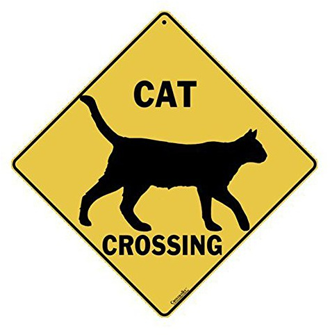 CROSSWALKS Cat Silhouette Crossing 12 X 12 Aluminum Sign (X311)