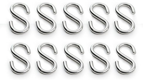 wellenshop 10x S-Haken Edelstahl Haken S-förmig Durchmesser 8 mm für Boot, Camping, Garderobe, Küche, Bad, Werkstatt