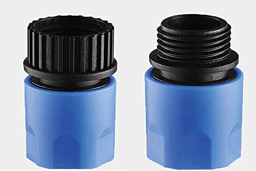 Topways® Gartenschlauch-Adapter mit Stecker und Buchse für Wasserhahn und Spritzaufsatz, erweiterbar, Blau