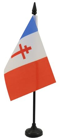 AZ FLAG Drapeau de Table France libre 1940-1944 15x10 cm Socle Plastique | Usage intérieur Drapeau de bureau français de la résistance finition cousue et bords renforcés polyester 100D