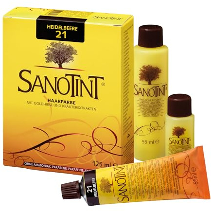 Sanotint - Haarfarbe Classic Nr. 21 Heidelbeere - Naturnahe dauerhafte Haarfarbe mit Goldhirse und wertvollen pflanzlichen Extrakten – 100% Grauabdeckung – vegan - 125 ml