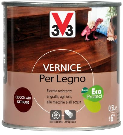V33 Vernice per Legno Cioccolato Satinato 0,5L