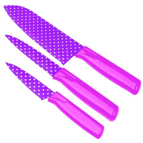 Kuhn Rikon 22465 Colori Art Polka Dot Kü chenmesserset, rosa gepunktet