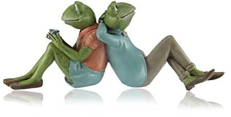 Budawi® Frosch Paar sitzend | dekorative Froschfigur aus Polyresin | Frosch Pärchen Dekofigur | ca. 28 cm lang | Geschenkidee für Deko-Liebhaber