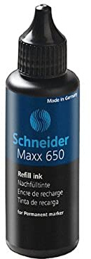 Schneider Maxx 650 Nachfüllflasche (Nachfülltinte für Marker 230/233/250/280, 50 ml) 6er Packung schwarz