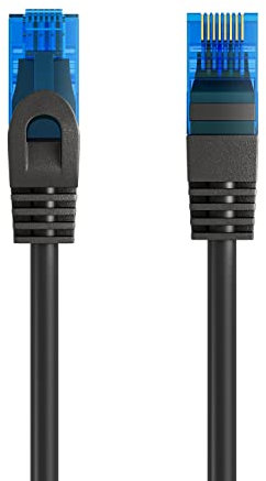 Cavo Ethernet di Rete Patch Cat.5e U/UTP trasmissione fino a 1Gigabit, 2 Connettori RJ45, Cavo in PVC, CCA, AWG 26/7. Ideale per trasmissione fibra ottica con regi Gigabit/LAN , 0.5m, Nero