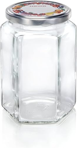 Leifheit Sechskantglas 770ml, Einmachglas, Weckglas ideal für Eingemachtes, dekoratives Vorratsglas, ideal zum Einmachen von Marmelade und Obst, spülmaschinengeeignet, Made in Germany