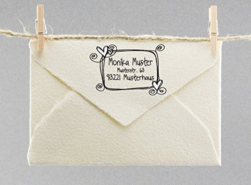Webermann personalisierbarer Holz Stempel mit Namen & Adresse - 35 x 50 x 80mm Adressstempel individualisierbar - Stempel für Grußkarten, Hochzeit, Firmung, Taufe