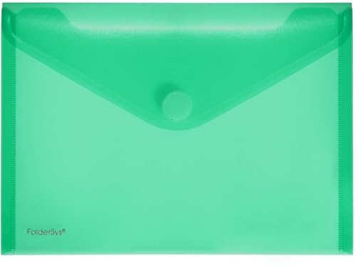 FolderSys 10 x Dokumentenmappe A5 quer PP Klettverschluss grün transparent