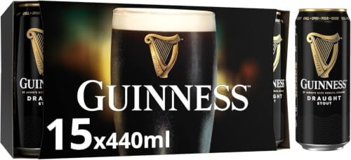 Guinness Draught Stout Beer | 4.1% vol | 15 x 440ml | Official Beer of the Premier League | Iconic Stout | Rich Smooth Head & Sweetness of Malt Balanced with Hops