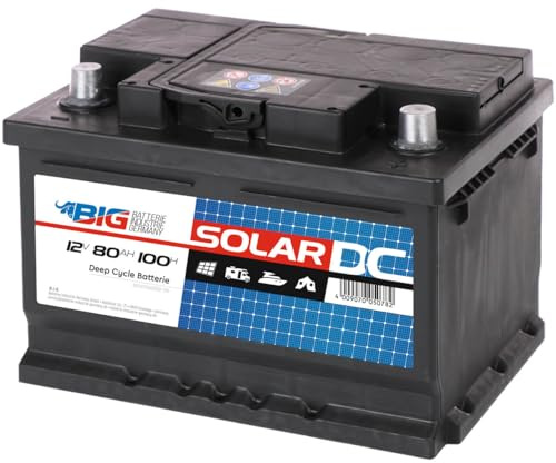 BIG Solarbatterie 12V 80Ah C100 (Versorgungsbatterie) - Professional Solar DC Batterie (12 Volt) für Photovoltaik-Inselanlage & Solaranlage für Wohnmobil, Gartenhaus, Camping & Co.