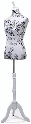 JLSun Schneiderpuppe Damenbüste Büste Torso Gr.36/38 (weiß mit Schwarze Blumen)
