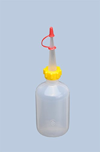 hünersdorff Squeeze Bottle 50 ml, LD-PE, Food-Safe, for Particularly Fine Dosage, with Sturdy Union Nut and Drip Cap, for Kitchen, Laboratory or Hobby, Natural