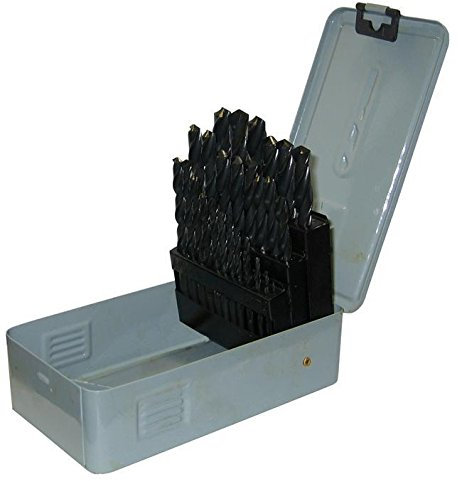 Drill America DWD21J-LH-SET Qualtech 21 Piece High-Speed Steel Jobber Length Drill Bit Set in Metal Case, Black Oxide Finish, Round Shank, Left Hand Spiral Flute, 118 Degrees Conventional Point (Pack of 1)