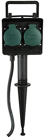 Unitec 44202 - Picchetto da giardino con doppia presa di corrente, cavo da 1,5 m