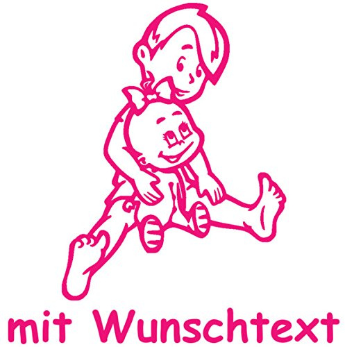 Babyaufkleber Autoaufkleber für Geschwister mit Wunschtext - Motiv G8-JM (16 cm)