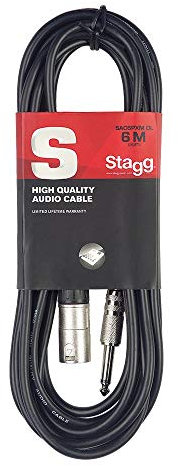 Unsymmetrisches männliches XLR-zu-Klinkenkabel zum Anschluss Ihrer Gitarre an eine DI-Box, Effekte usw. oder zum direkten Anschluss an ein Mischpult, schwarz, 6 m